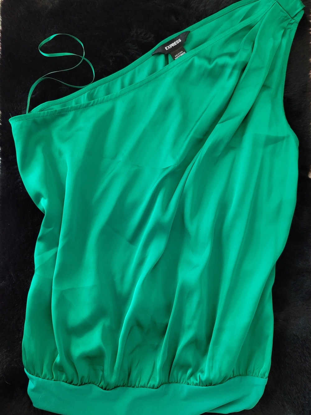 Express One-Shoulder Emerald Green Bodysuit